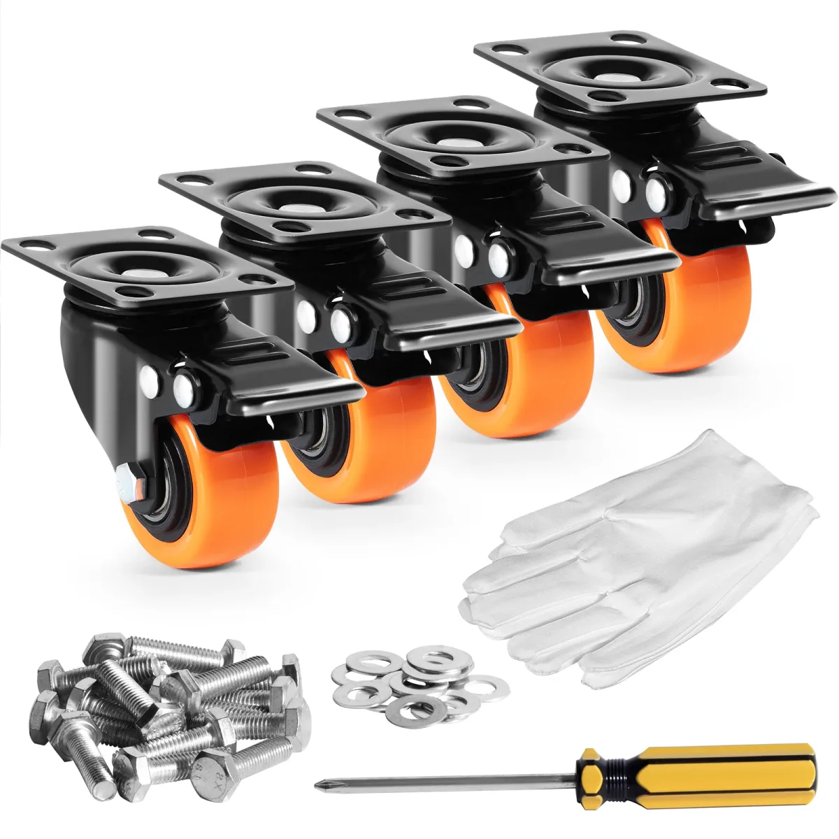 Roulettes pivotantes à frein, lot de 4