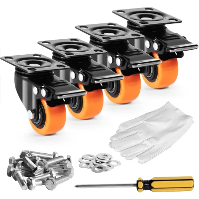 Roulettes pivotantes à frein, lot de 4