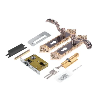Serrure de porte intérieure rétro dorée – image 3