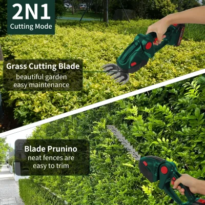 Taille-haie sans fil 2-en-1 jaune et vert – image 3